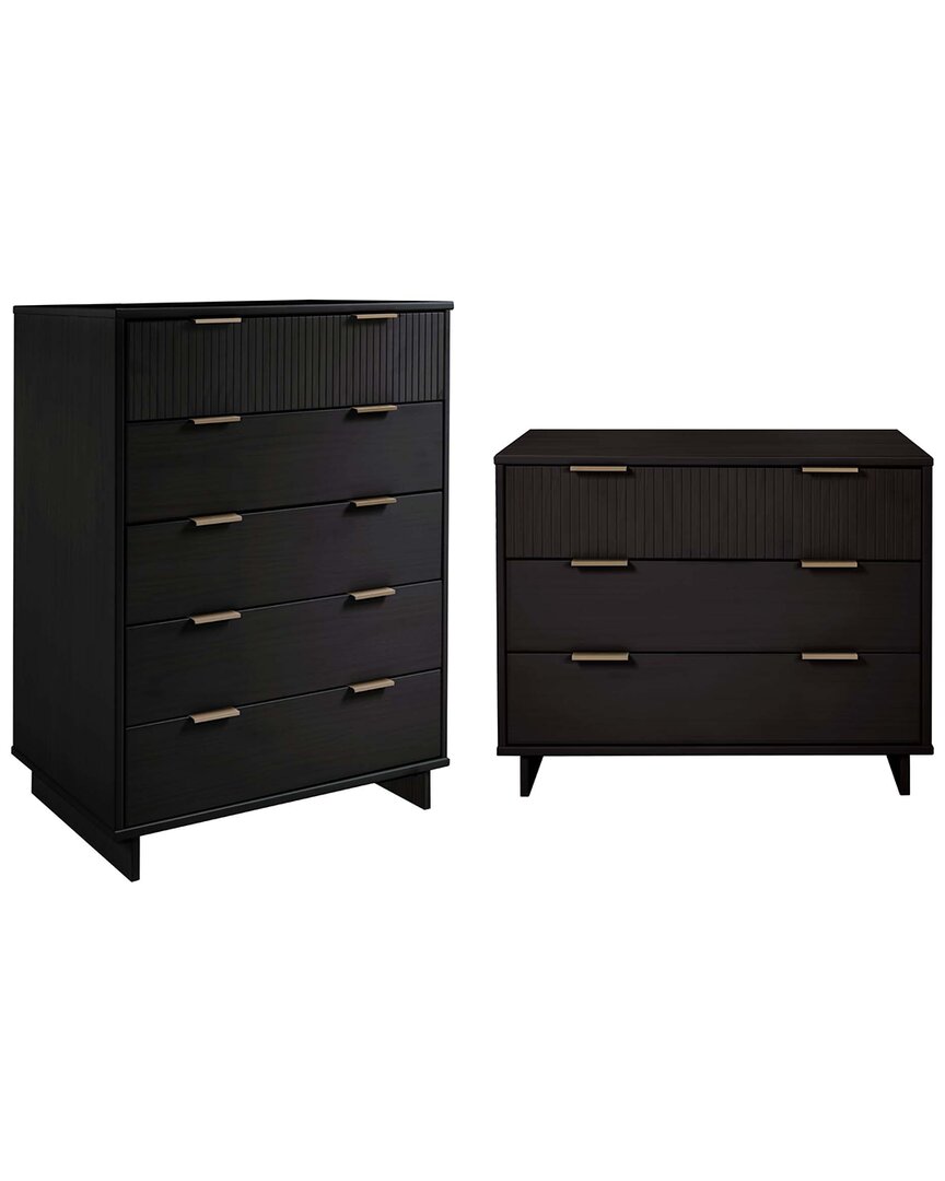 Manhattan Comfort 2-piece Granville Modern Solid W In Brown
