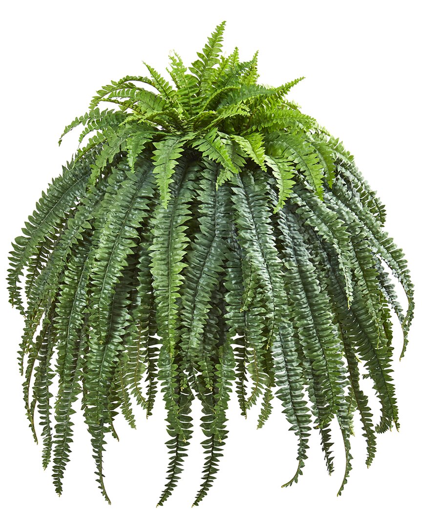 Nearly Natural 56" Giant Boston Fern Artificial Plant In Cement Bowl In Green