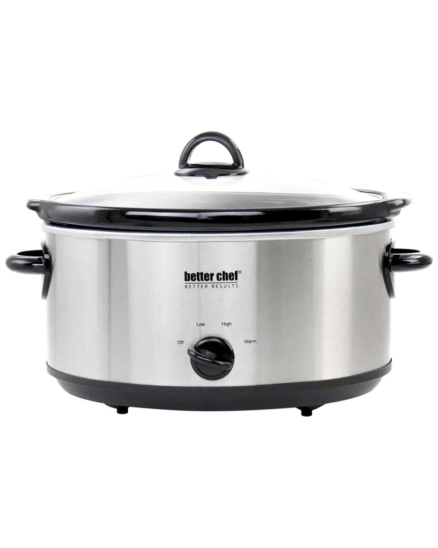 Better Chef 6 Quart Oval Slow Cooker With Removable Stoneware Crock In Stainless Steel