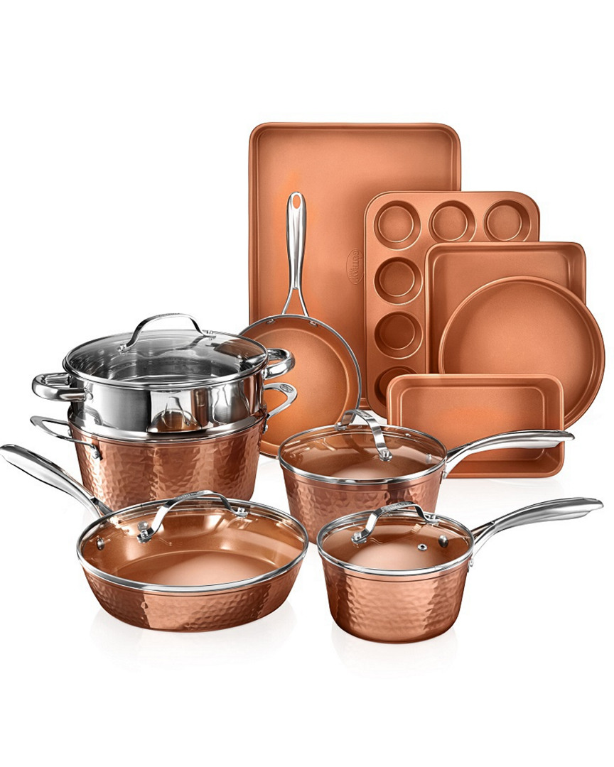 Gotham Steel Hammered Copper 15pc Cookware And Bakeware Set