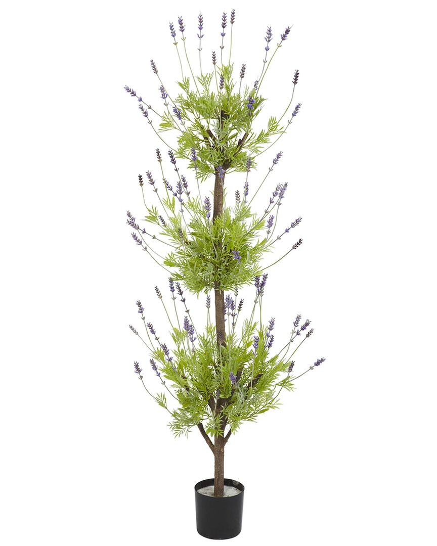 Nearly Natural 4ft Lavender Topiary Silk Tree In Purple