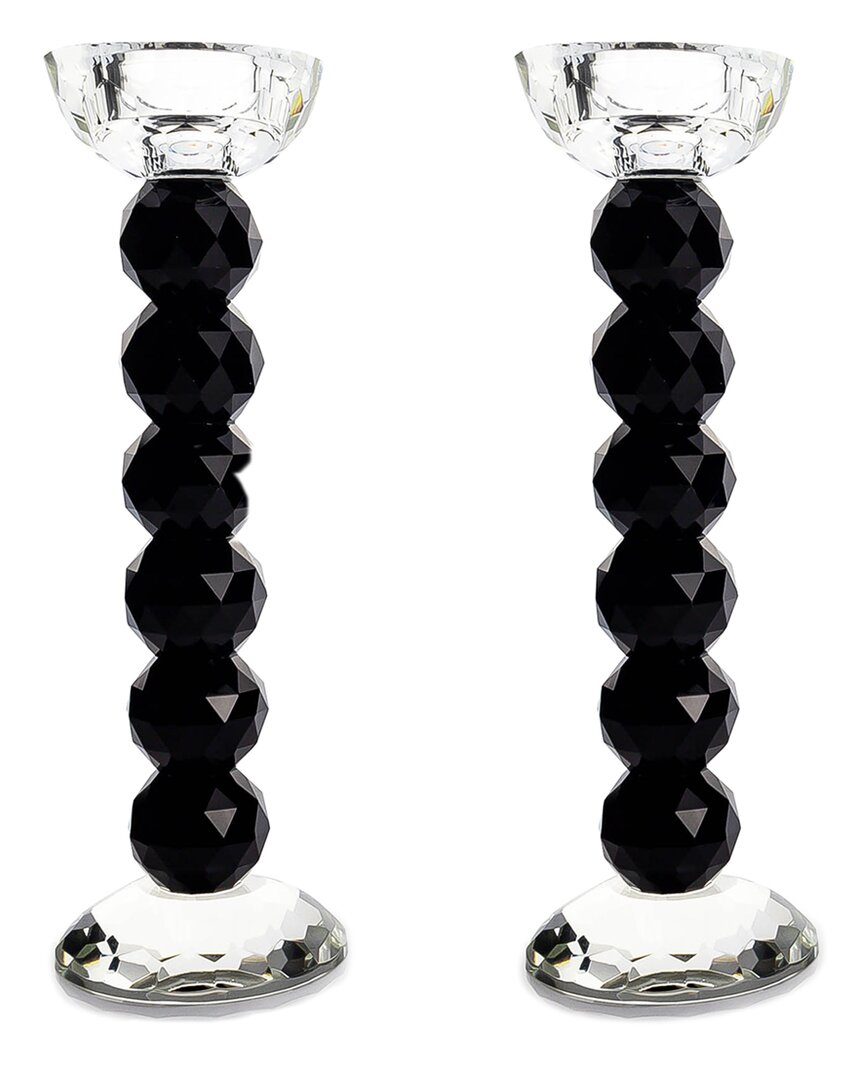 Shop Lainy Home Pair Of 10in Two-tone Crystal Ball Candlesticks