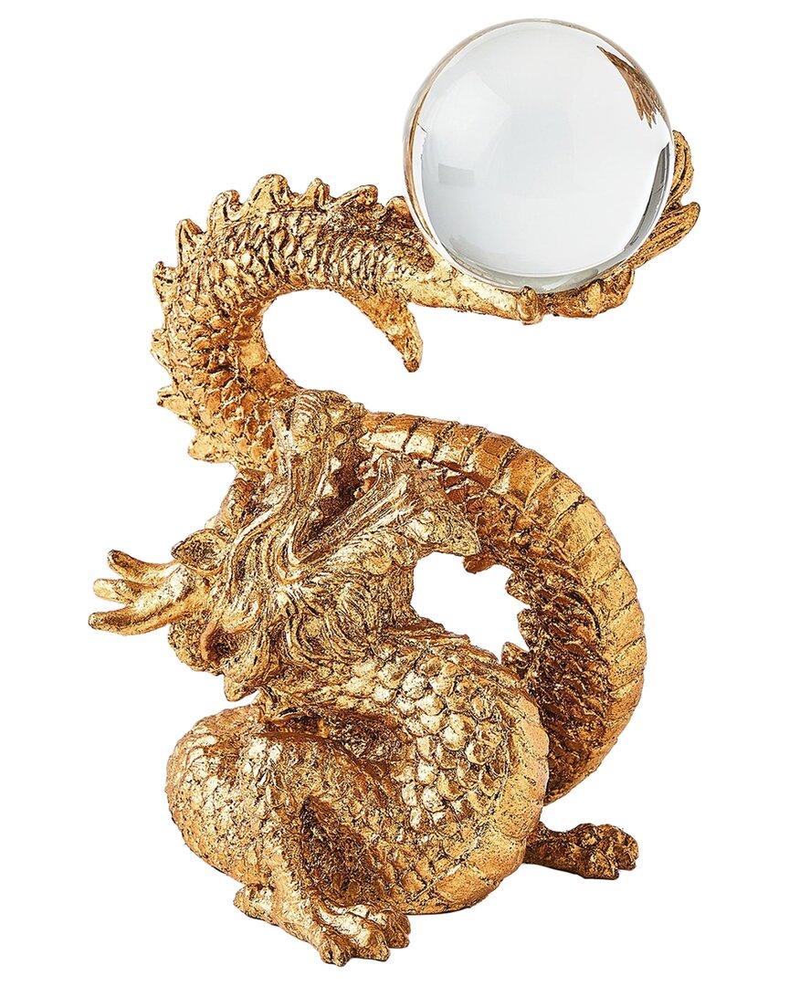 Global Views Dragon Holding Sphere In Gold