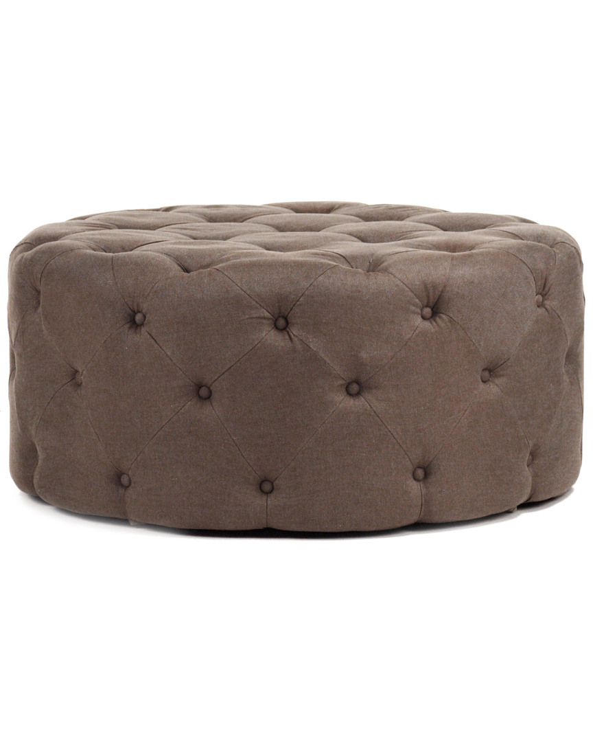 Zentique Round Tufted Ottoman In Brown