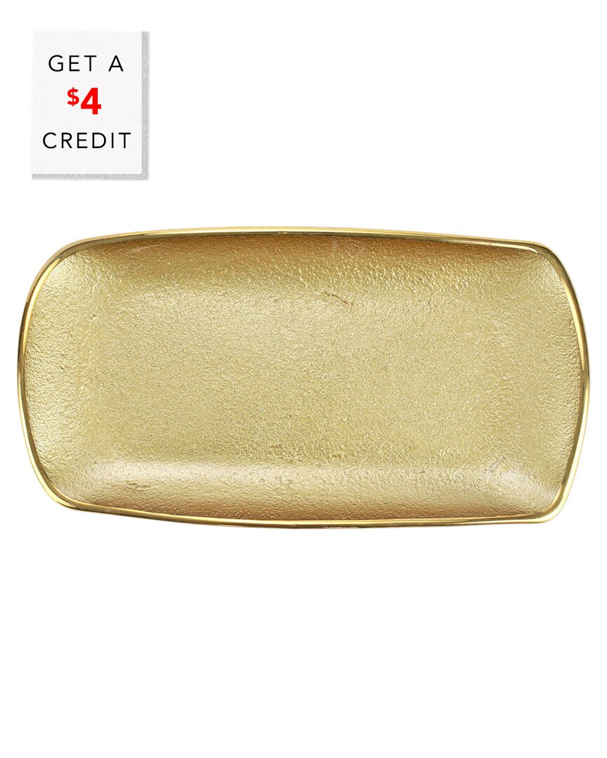 Vietri Metallic Glass Gold Rectangular Tray In Gold
