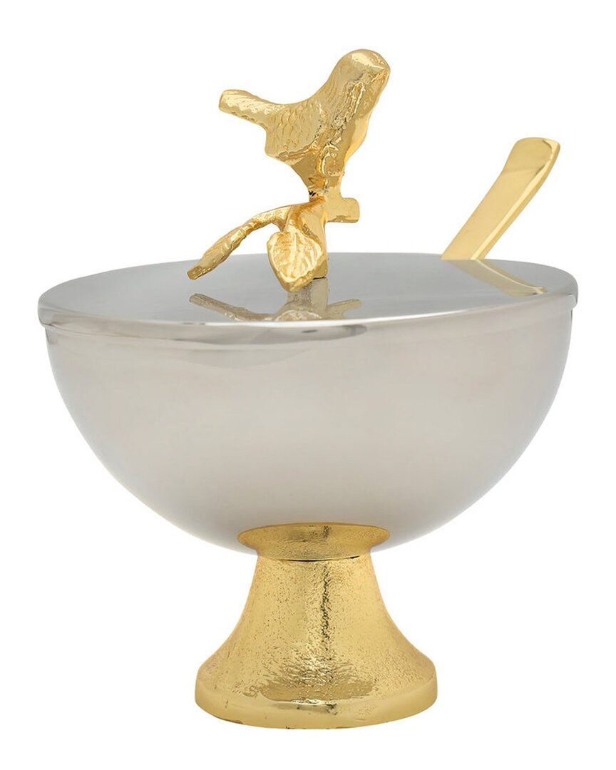 Shop Godinger Bird Top Jam Jar With Spoon In Gold