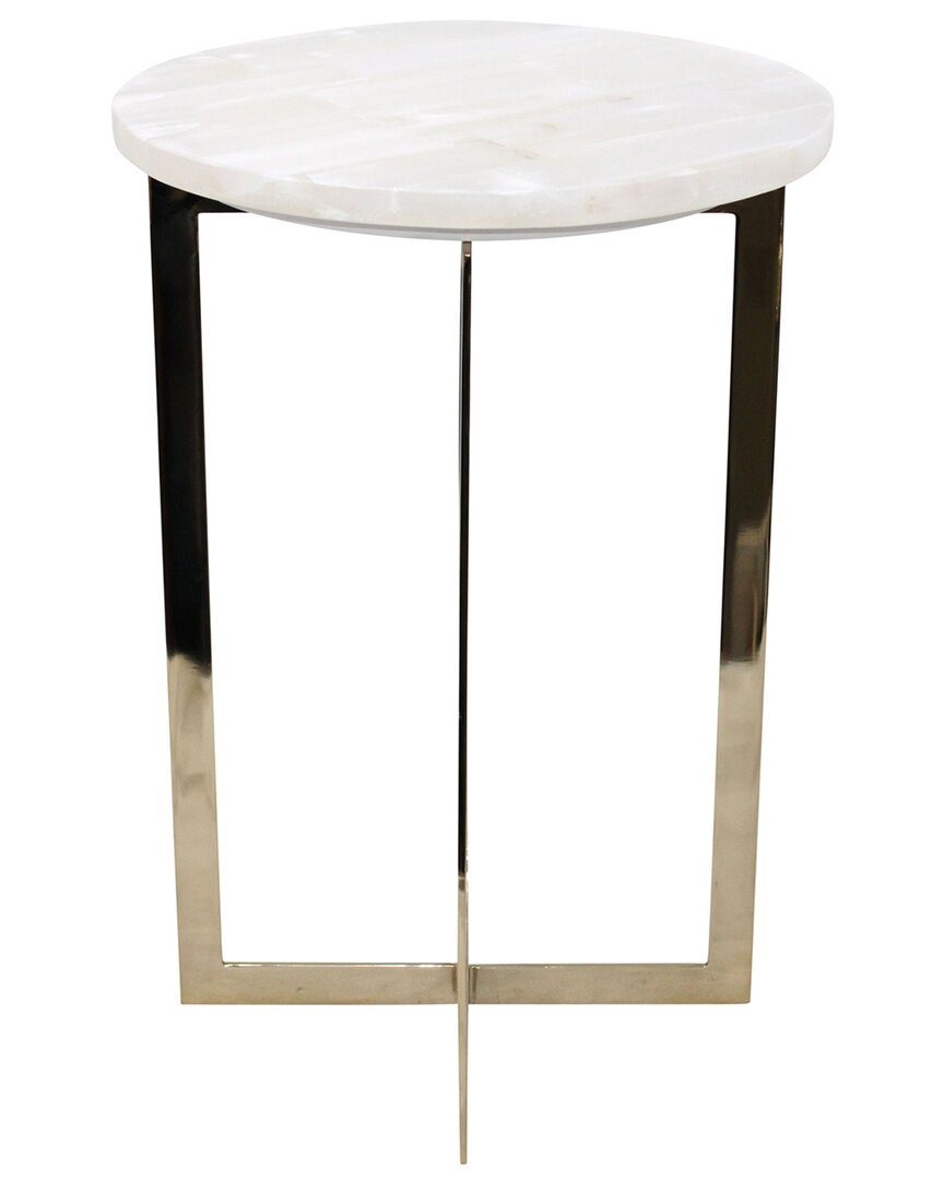 Sagebrook Home 20in Selenite Top Accent Table In White