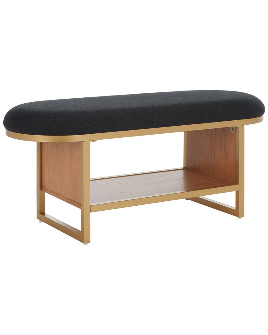 Safavieh Iona Open Shelf Bench With Cushion In Black
