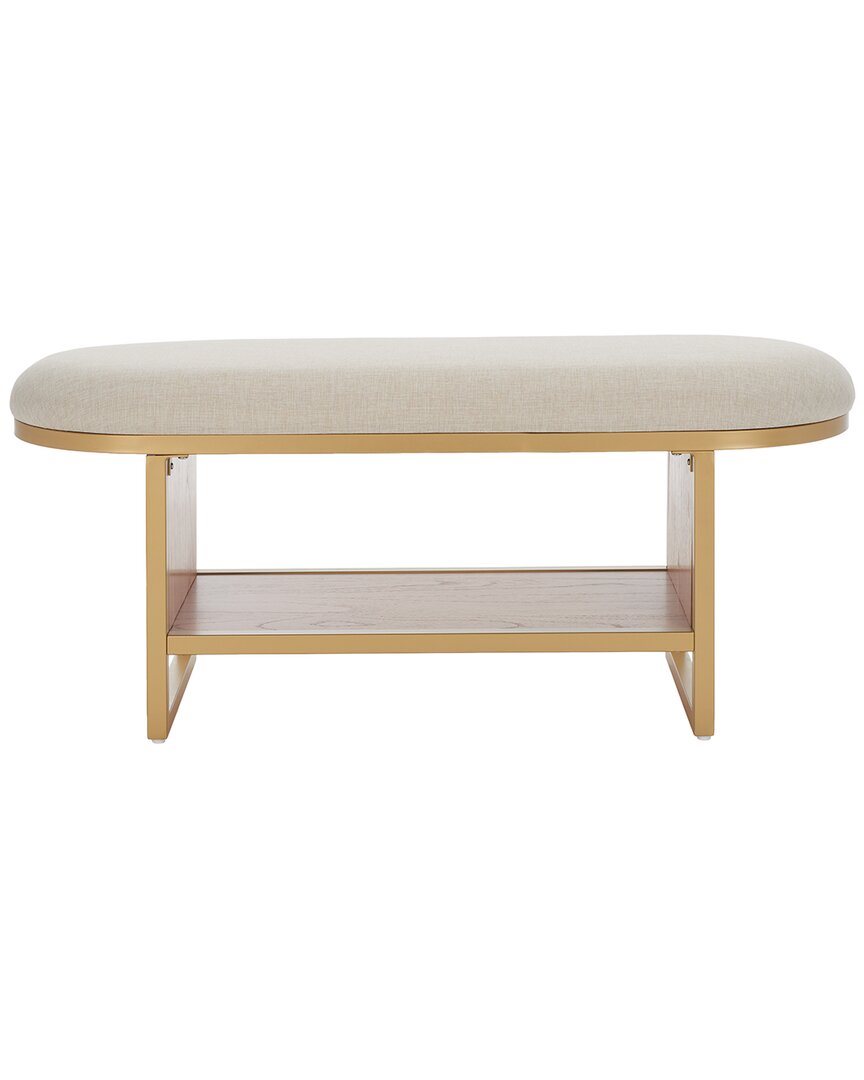 Safavieh Iona Open Shelf Bench With Cushion In White
