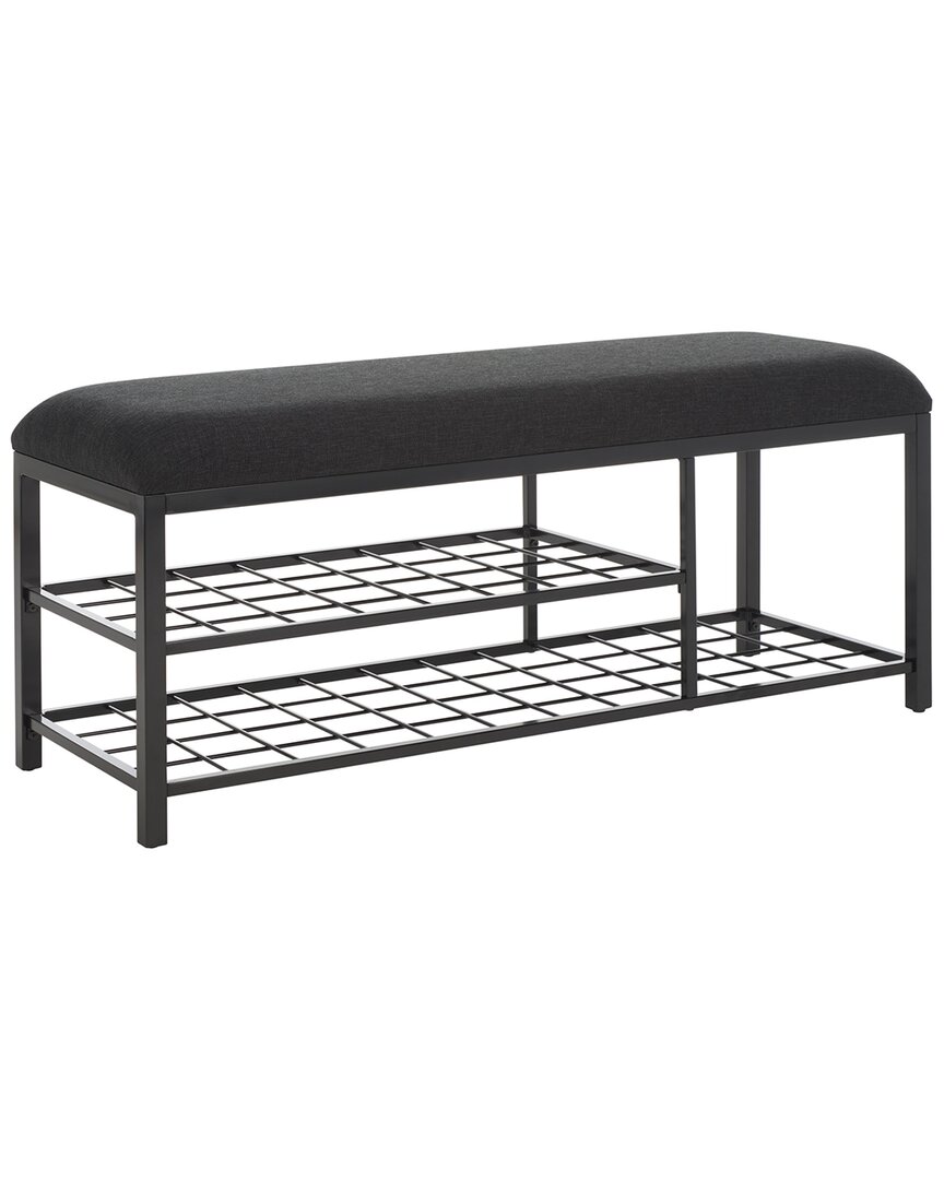 Safavieh Milligan Open Shelf Bench With Cushion In Black