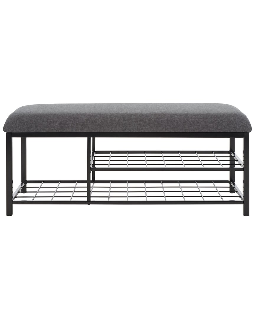 Safavieh Milligan Open Shelf Bench With Cushion In Grey