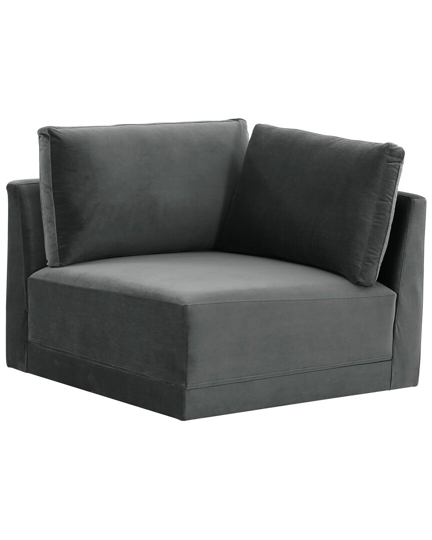 Tov Furniture Willow Velvet Corner Chair In Charcoal