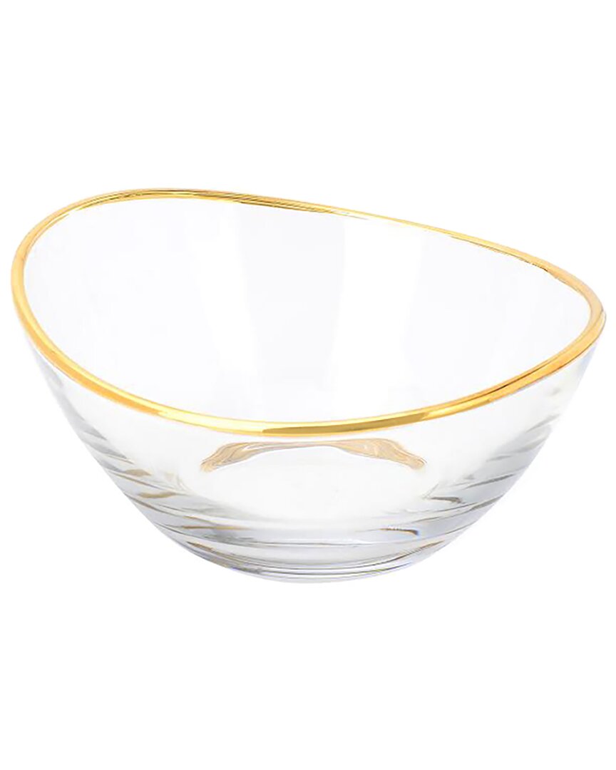 Alice Pazkus Glass Serving Bowl With 14k Gold Rim