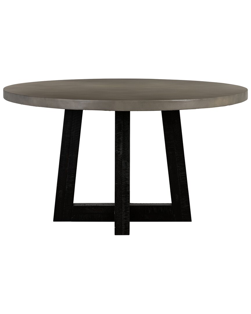 Armen Living Chester Modern Concrete And Acacia Round Dining Table In Grey
