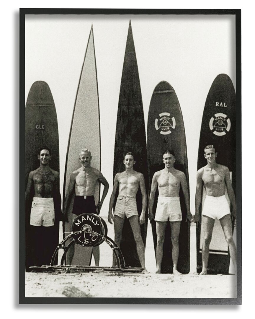 Stupell Vintage Photography Male Surfers Framed Giclee Wall Art By Graffitee Studios