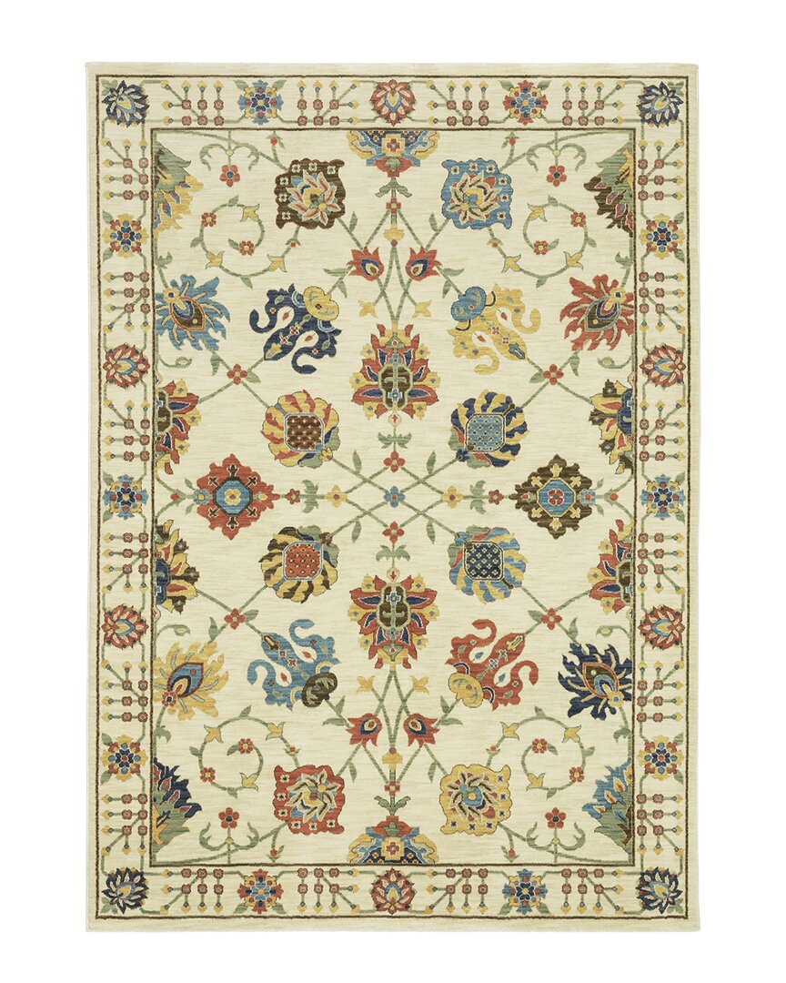 Stylehaven Fostoria Floral Oriental Fringed Edge Area Rug In Ivory