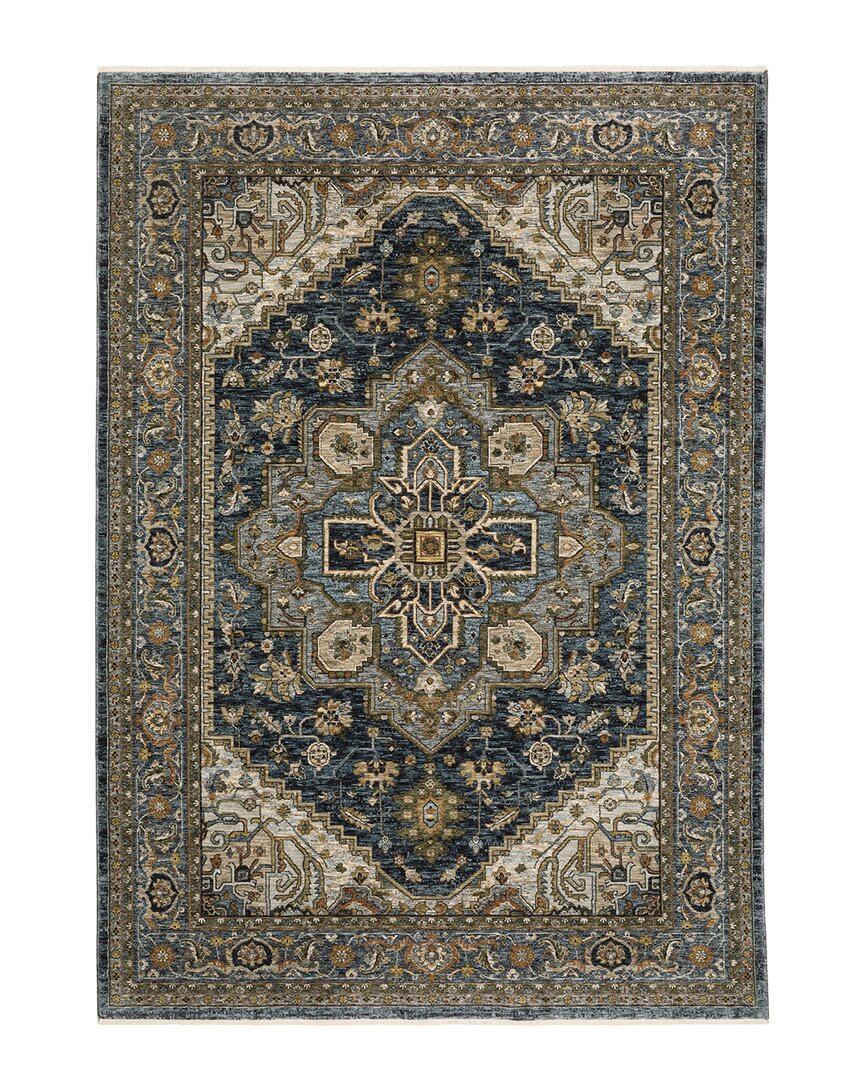 Stylehaven Arlington Oriental Medallion Fringe Edge Area Rug In Blue