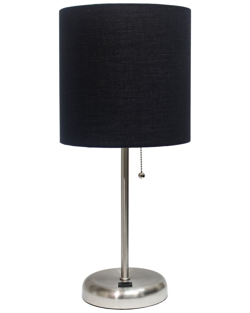 Lalia Home Laila Home Stick Lamp With Usb Charging Port And Fabric Shade In Brown