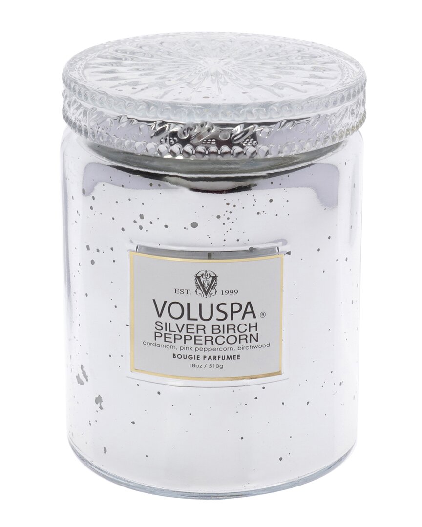 Voluspa Silver Birch Peppercorn Large 18oz Candle In White