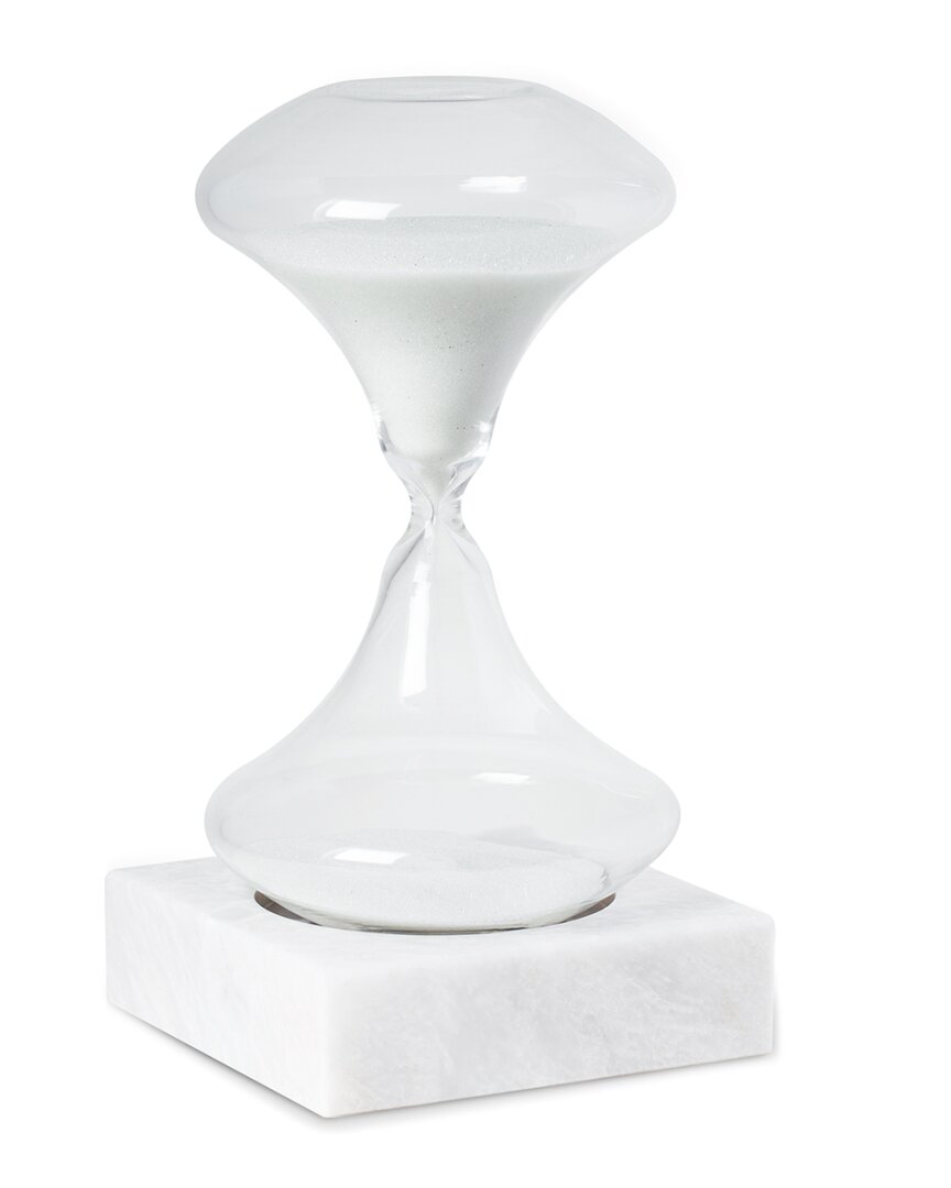 Bey-berk Hand Blown 45 Minute Sand Timer In White