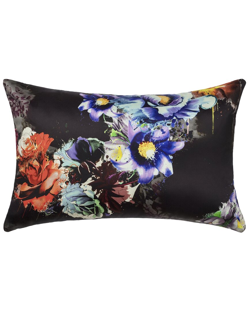 Linum Home Textiles Bright Bouquet Decorative Lumbar Pillow Cover In Black