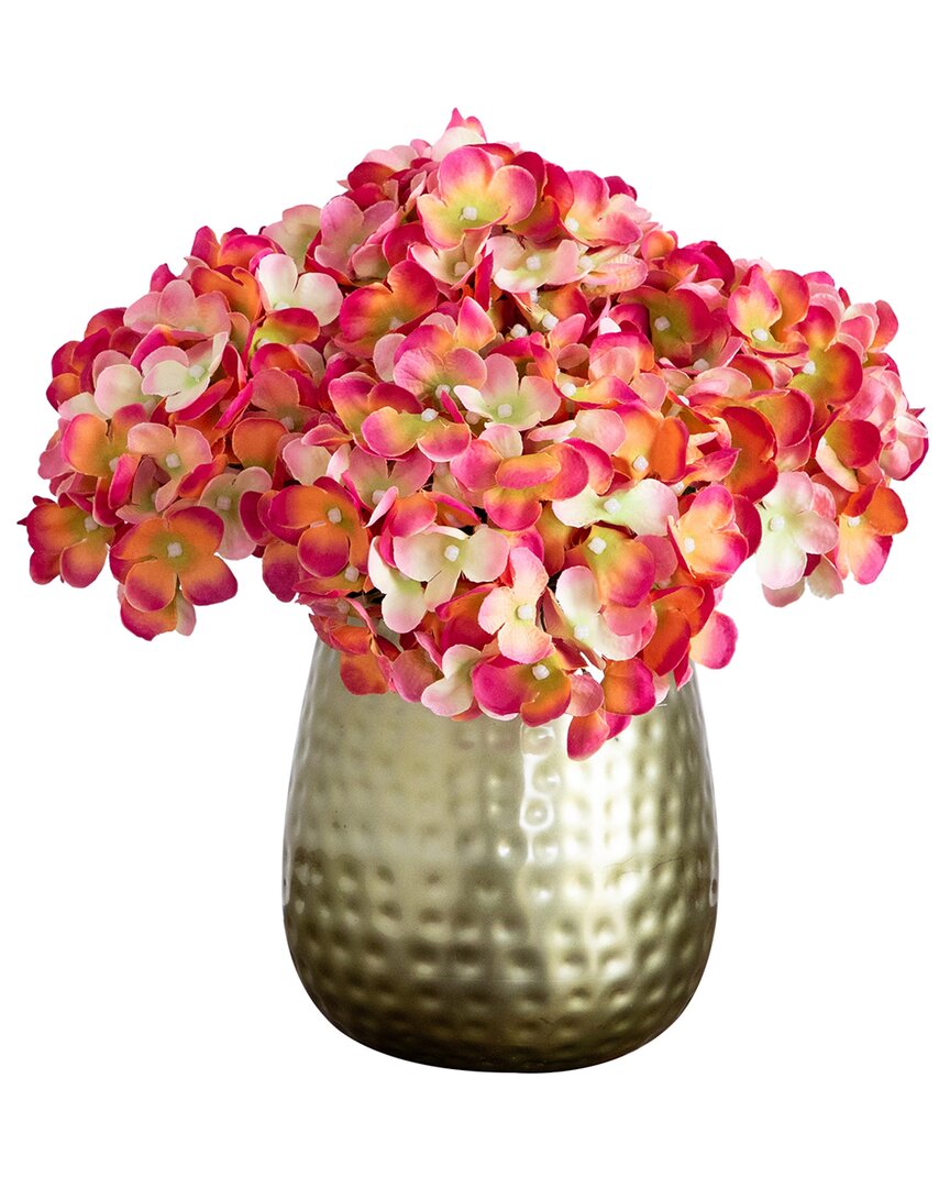 Nearly Natural 11in. Artificial Hydrangea Arrangement In Gold Met