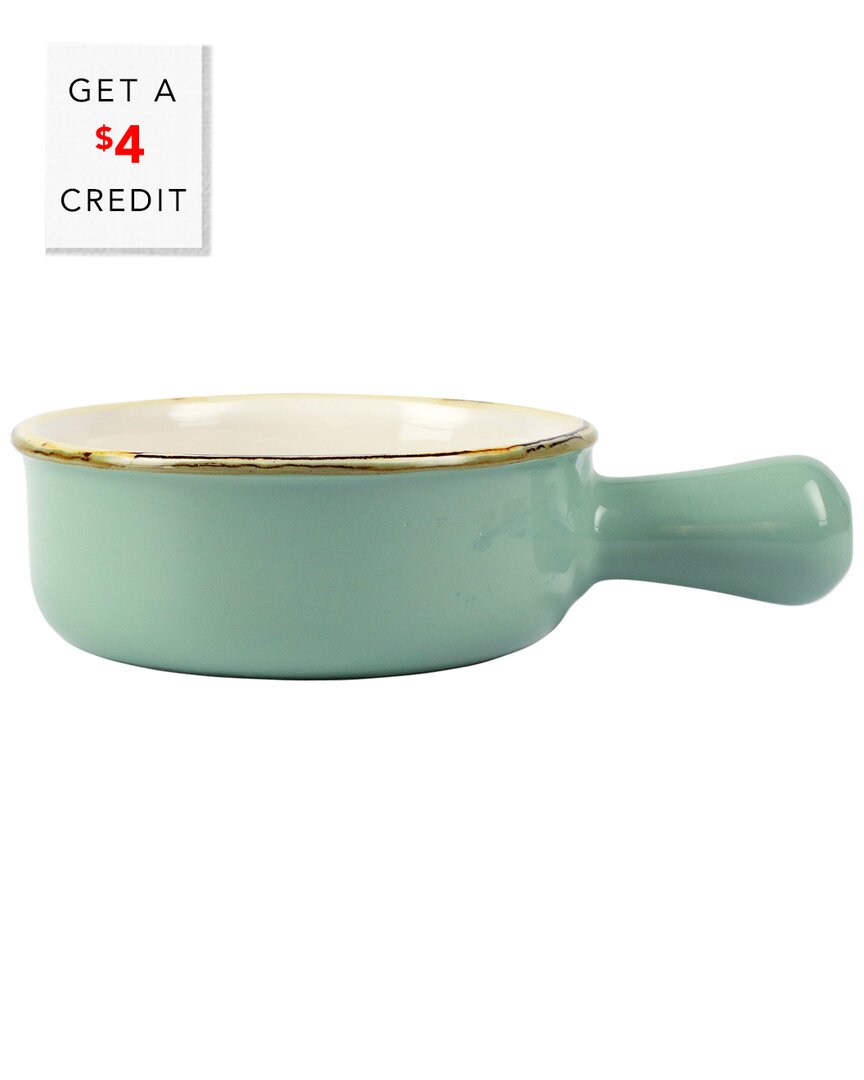 Vietri Italian Bakers Small Round Baker With Large Handle In Blue