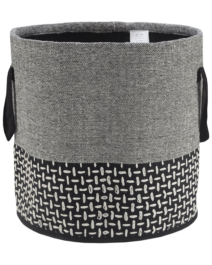 Lr Home Modern Monochromatic Embroidered Storage Basket In Grey