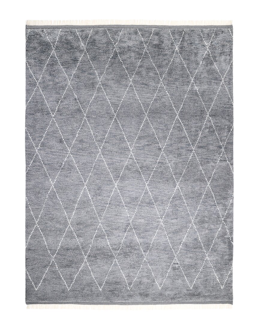 Solo Rugs Shaggy Moroccan Bohemian Hand-knotted Wool-blend Area Rug In Gray