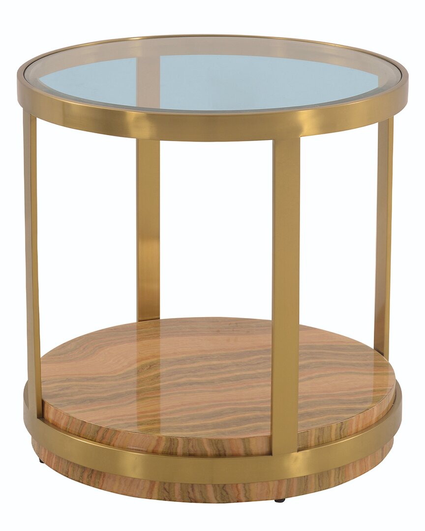 Armen Living Hattie Glass Top End Table In Gold