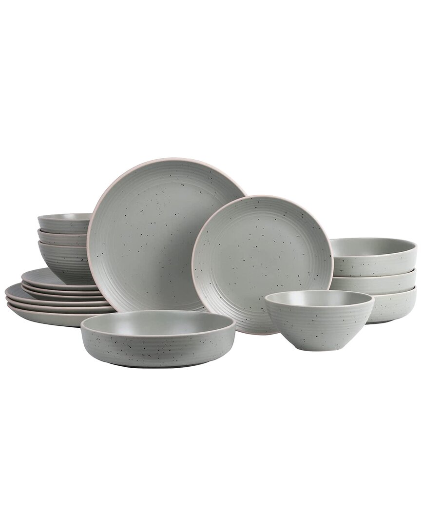Elama Ace 16pc Stoneware Dinnerware Set In Green