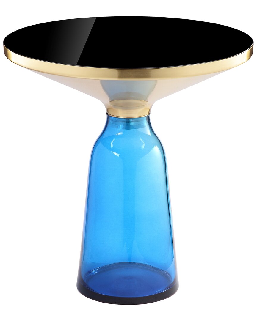 Pangea Home Gbelinda Side Table Blue Glass In Gold