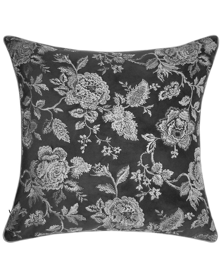 Shop Edie Home Edie@home Velvet Crewel Embroidery Decorative Pillow In Black