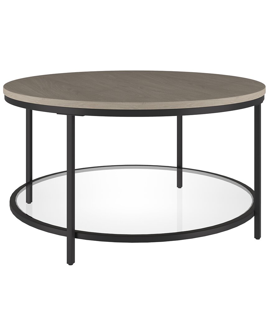 Abraham + Ivy Sevilla 32'' Wide Round Coffee Table With Mdf Top And Glass Shelf In Gray