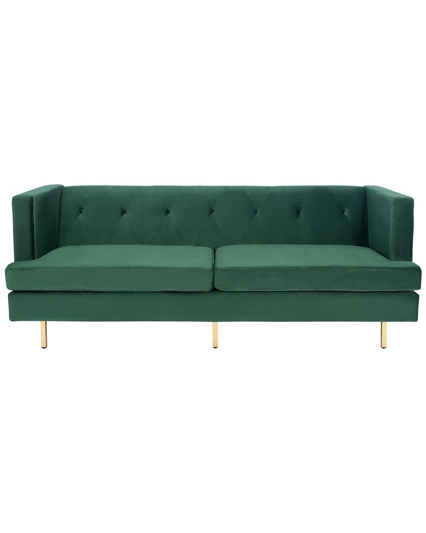 Safavieh Couture Konrad Velvet Sofa In Emerald