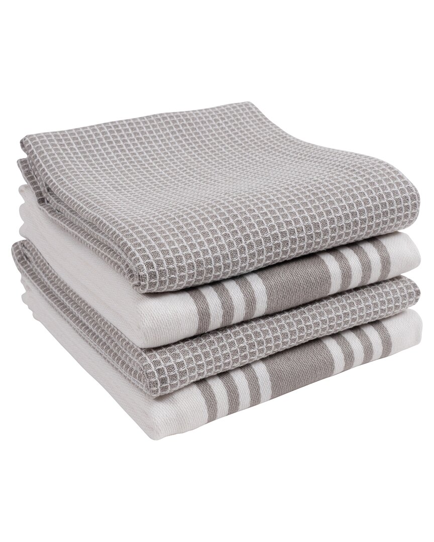 Kaf Home Madison Waffle Kitchen Towel, Set Of 4 In Grey
