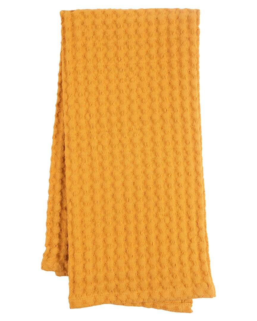 Kaf Home Set Of 4 Monaco Jumbo Waffle Kitchen Towels In Yellow