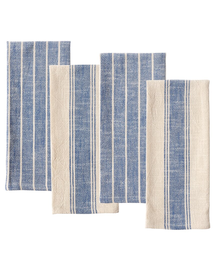 Kaf Home Set Of 4 Monaco Slubbed Tea Towels In Blue