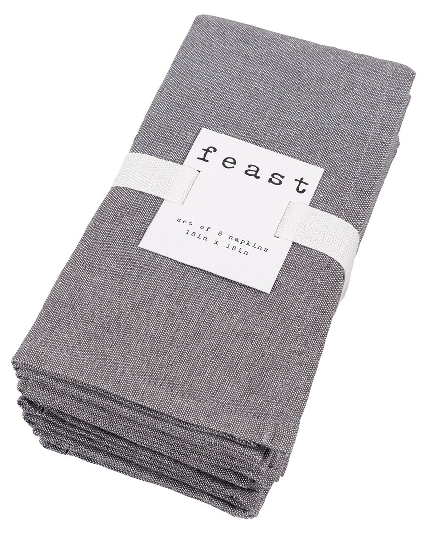 Kaf Home Set Of 8 Overbrook Chambray Napkins In Grey