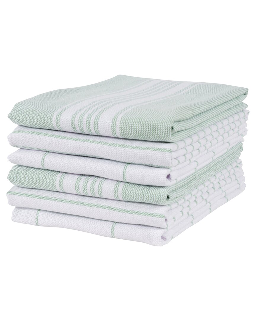 Kaf Home Set Of 6 Monaco Terry Kitchen Towels In Green