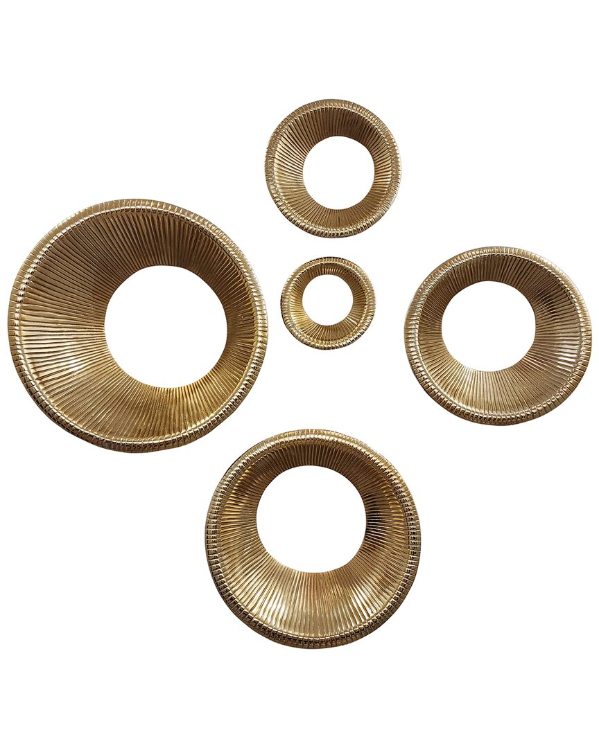 Shop Sagebrook Home Elevarre Set Of 5 Pepin Metal Wall Rings In Gold