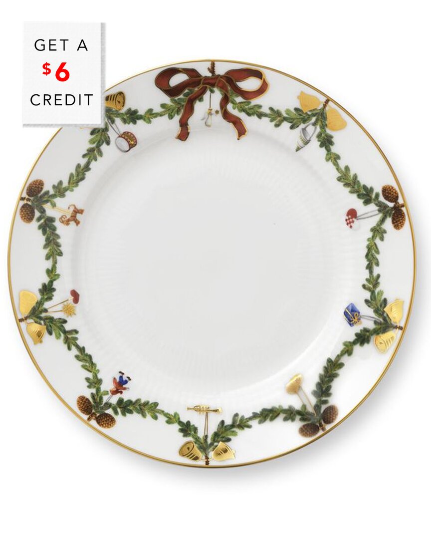 ROYAL COPENHAGEN ROYAL COPENHAGEN STAR FLUTED CHRISTMAS DESSERT PLATE WITH $6 CREDIT 