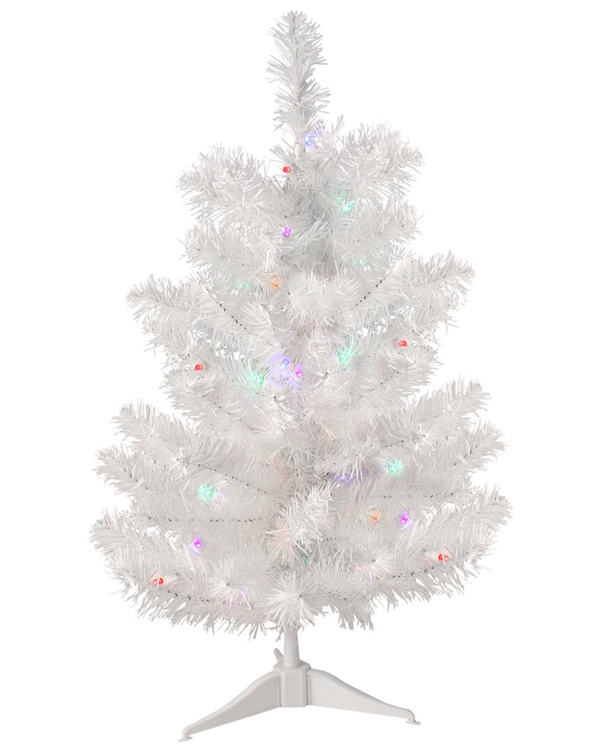 NORTHLIGHT NORTHLIGHT 2FT PRE-LIT MEDIUM SNOW WHITE PINE ARTIFICIAL CHRISTMAS TREE