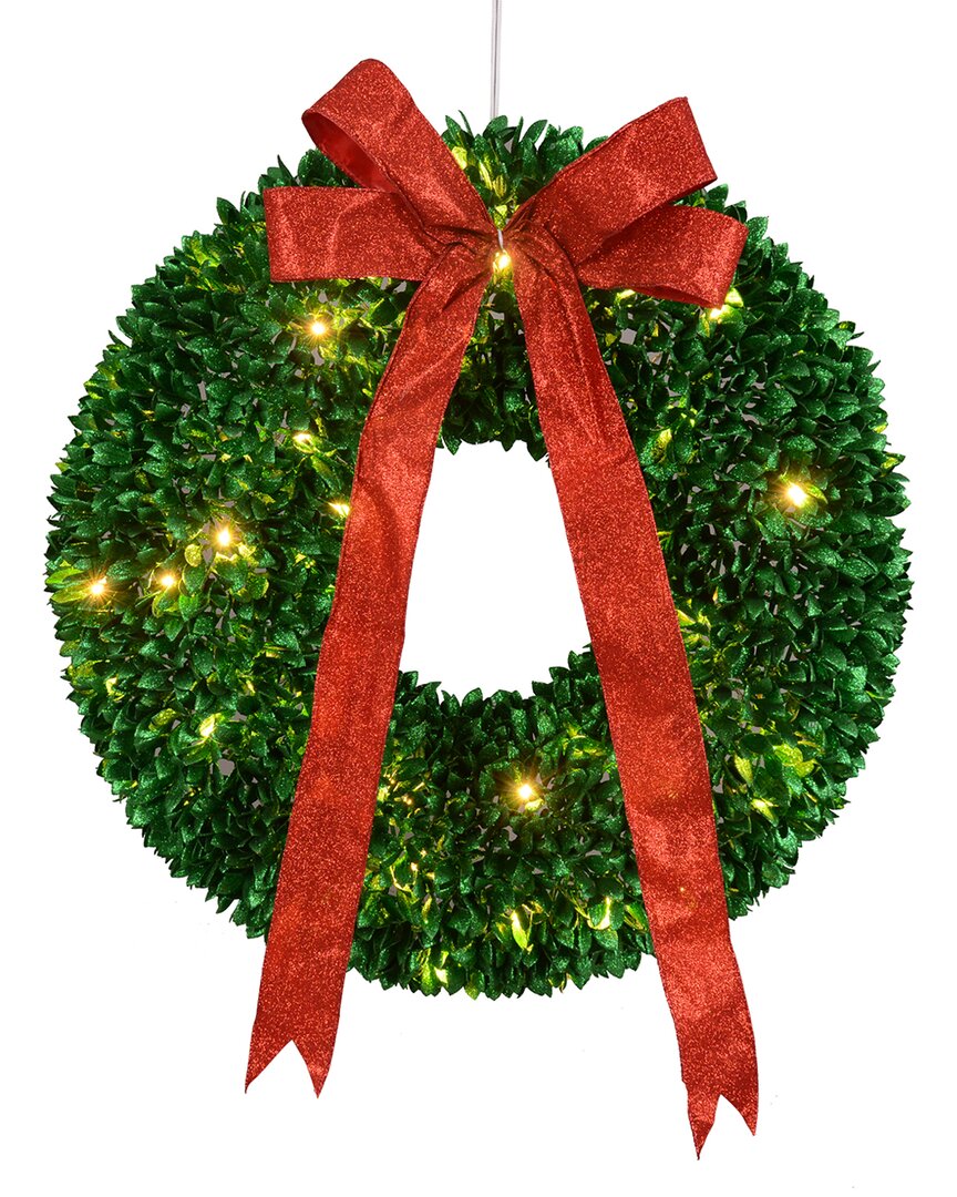 Shop Northlight Pre-lit Glittered Leaves Artificial Christmas Wreath