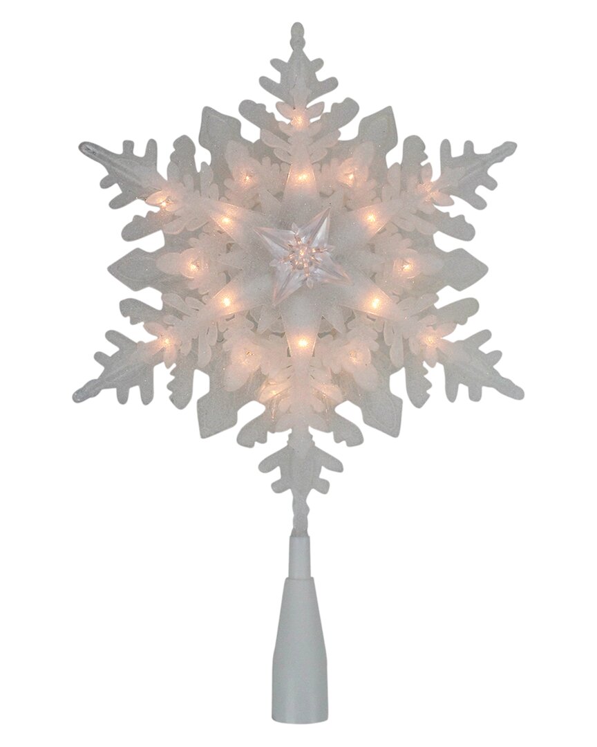 NORTHLIGHT NORTHLIGHT 10IN LIGHTED FROSTED 3-D SNOWFLAKE CHRISTMAS TREE TOPPER