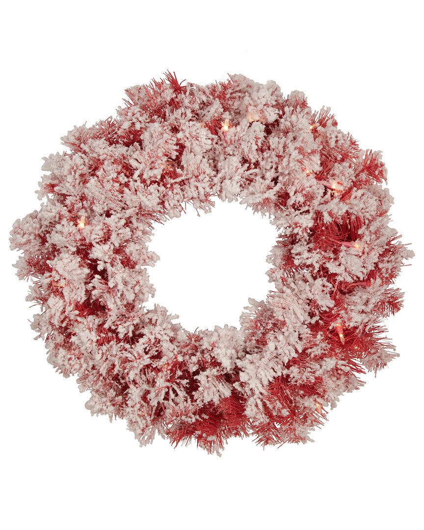 NORTHLIGHT NORTHLIGHT PRE-LIT FLOCKED ARTIFICIAL CHRISTMAS WREATH