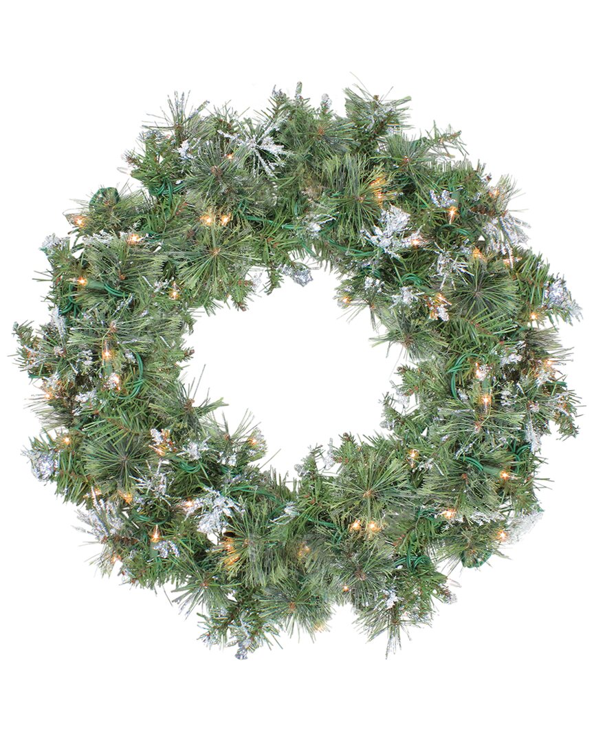 NORTHLIGHT NORTHLIGHT PRE-LIT SNOW MOUNTAIN PINE ARTIFICIAL CHRISTMAS WREATH