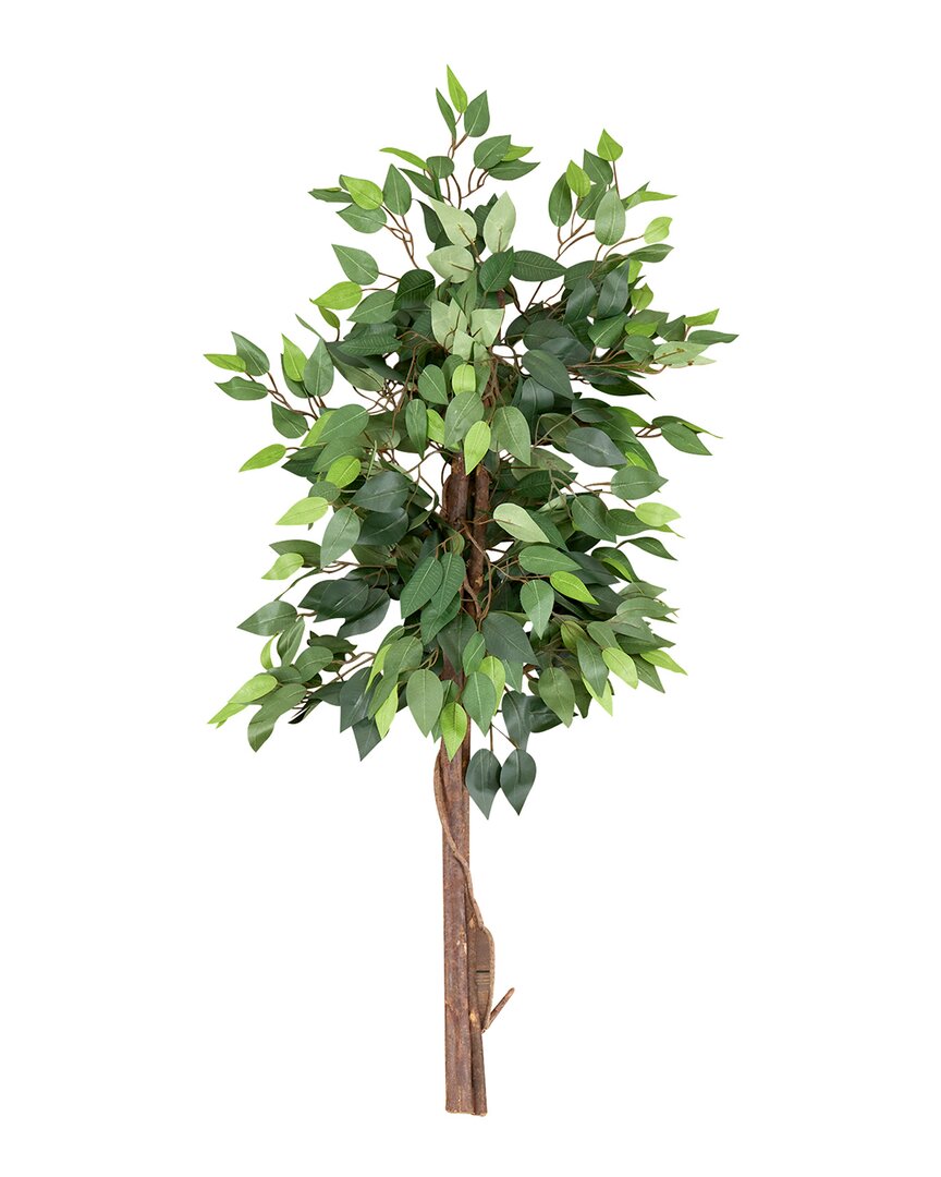 Nearly Natural 4ft Artificial Double Trunk Ficus Tree In Green