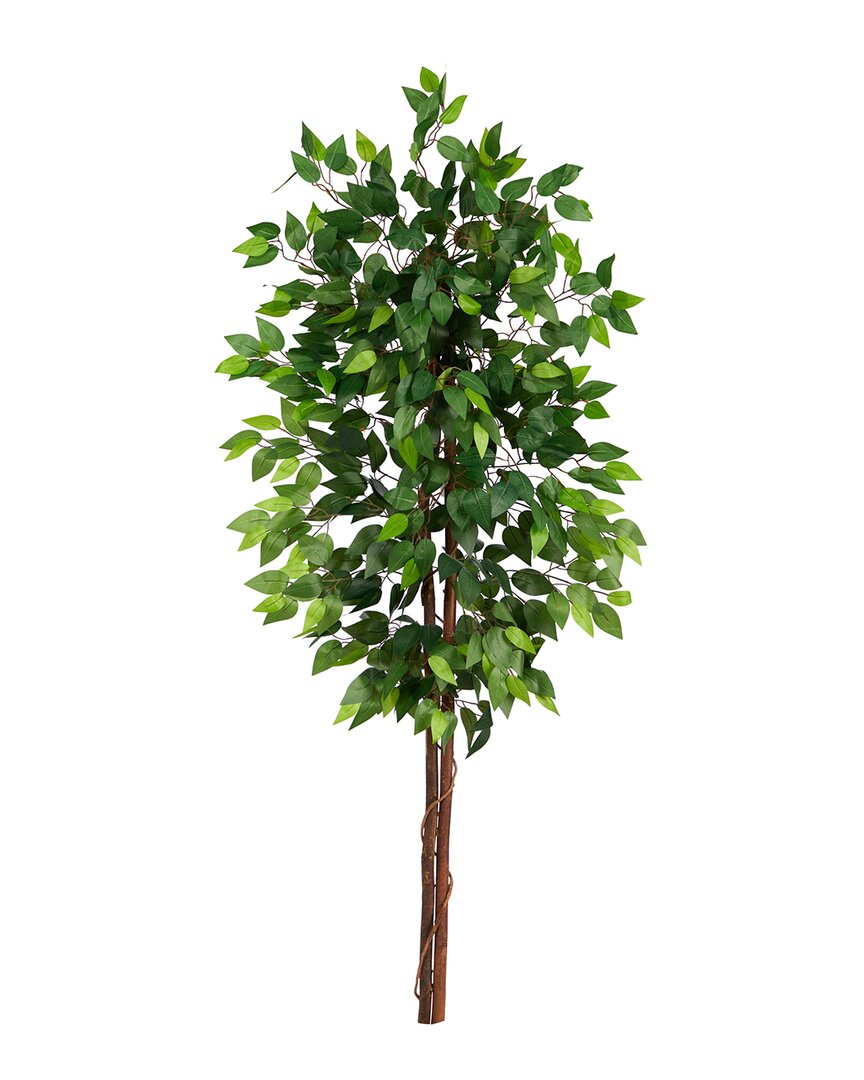 Nearly Natural 5ft Artificial Double Trunk Ficus Tree In Green
