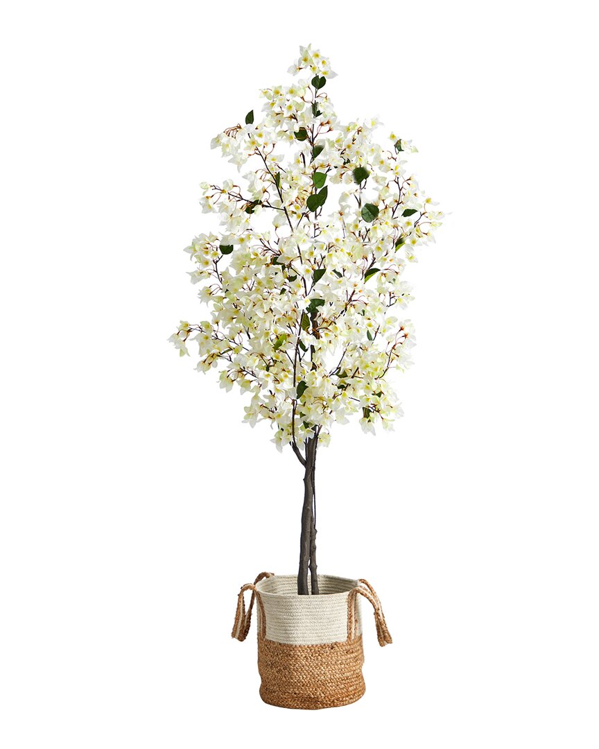 Shop Nearly Natural 6ft Artificial Bougainvillea Tree With Handmade Basket